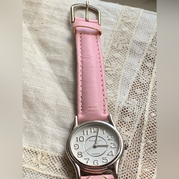 Vintage ELEMENTS Silver Pink Easy To Read Watch Accessories Kids Jewelry - Picture 4 of 8